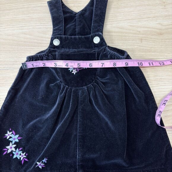 Vintage Lee Cordroy Dress Girls 18M Black Embroidered Y2k Fall Cottagecore Fairy - Picture 7 of 9